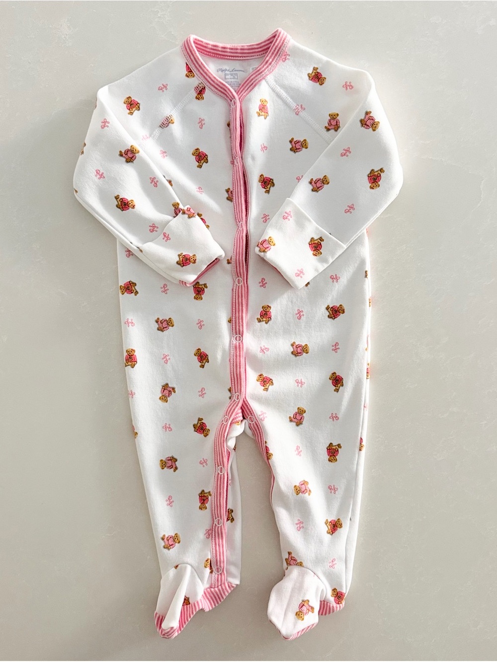 Ralph Lauren Baby Polo Bear Footed Pajamas Sleeper • Size 6M